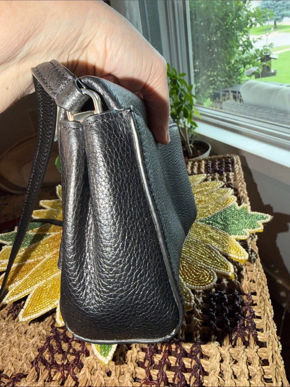 kate spade Black Pebbled Leather Crossbody with Front Zip